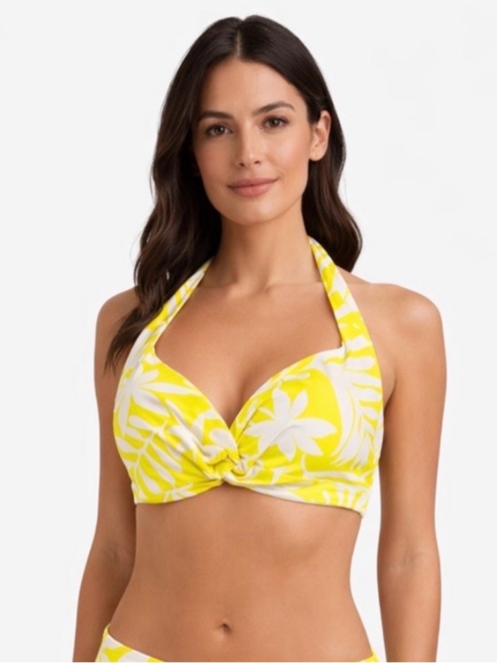 Kate Spade Yellow Tropical Leaf Bikini Top